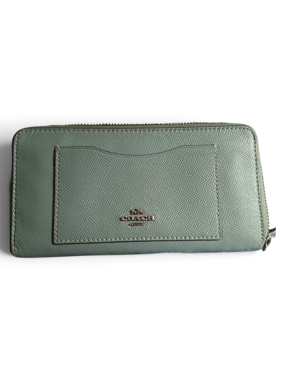 Coach Blue Zip-Around Leather Wallet with Exterior Card Pocket